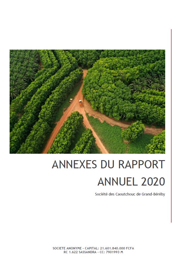 ANNEXE AU RAPPORT ANNUEL 2020 - ASSEMBLÉE GÉNÉRALE DE LA SOGB