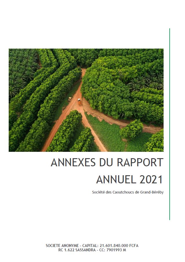 ANNEXES DU RAPPORT ANNUEL 2021 - ASSEMBLEE GENERALE DE LA SOGB