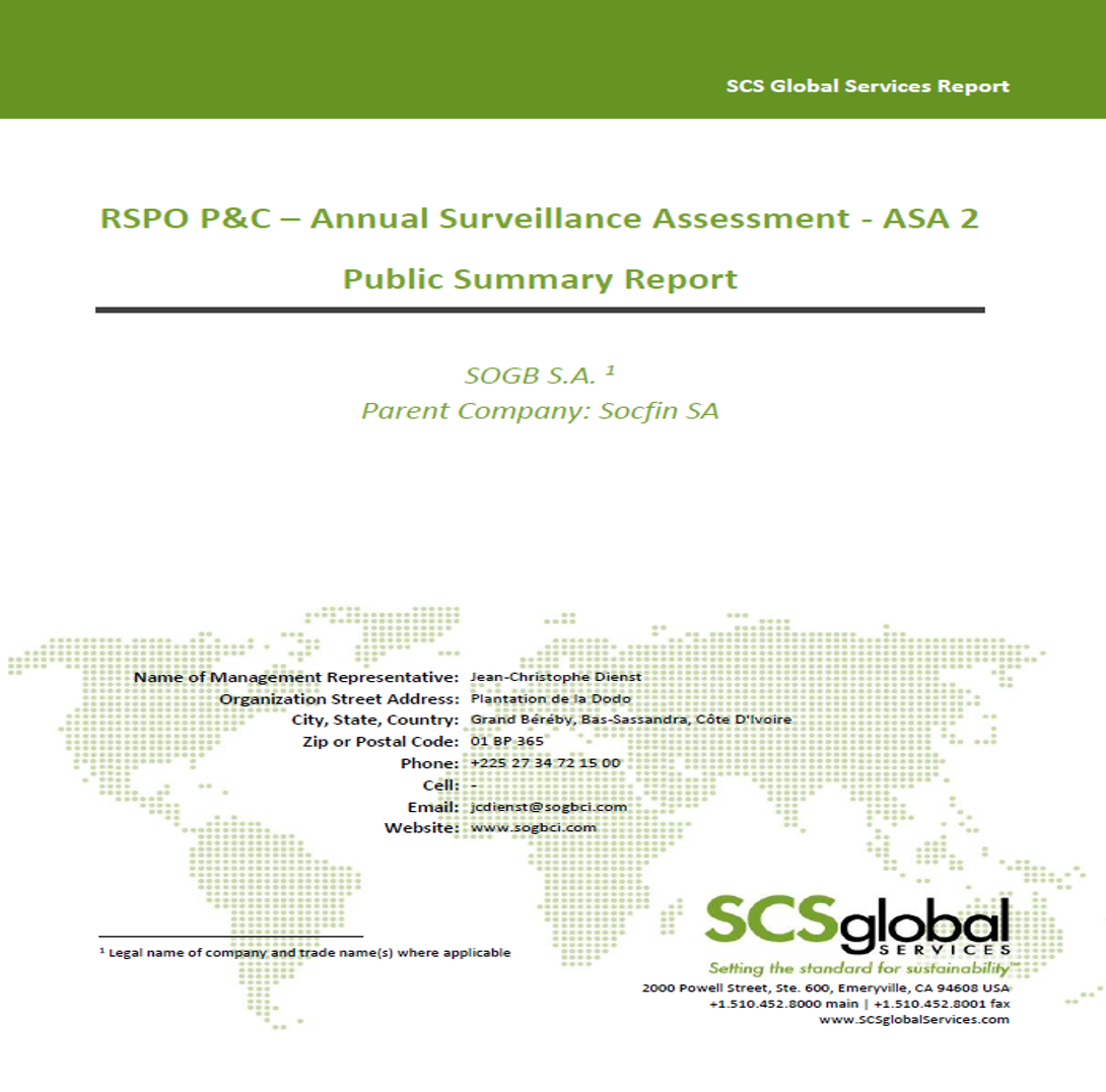 RSPO P&C – Annual Surveillance Assessment - ASA 2 Public Summary Report